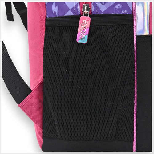 Mochila Skora 16 Pulgadas Escolar Reforzada Para Espalda Negra/fucsia Gothic