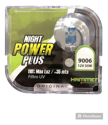 Bombillo 9006 Night Power Plus Hammer 110% Mas Luz