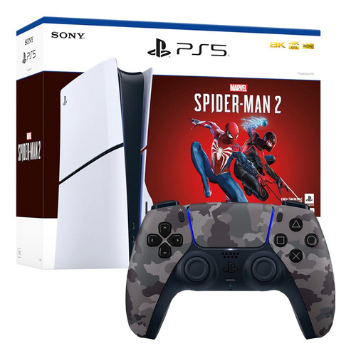 Consola Playstation 5 Ps5 Slim Spider Man 2+ Mando Camuflado