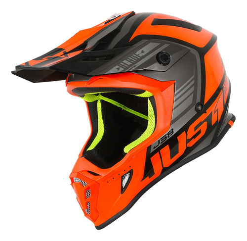 Casco para moto Just1 J38 BLADE  negro y naranja brilloso talle M 