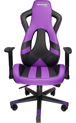 Cadeira de escritório Mymax MX11 gamer ergonômica  preta e violeta com estofado em tecido sintético