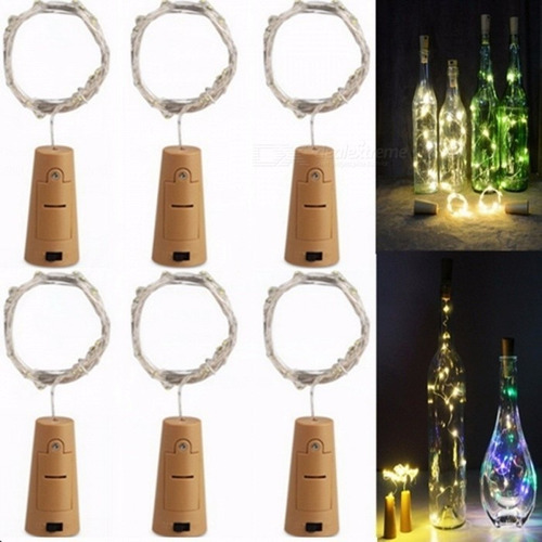 10 Luces Led Para Botella De Vino, Forma De Corcho Rosado