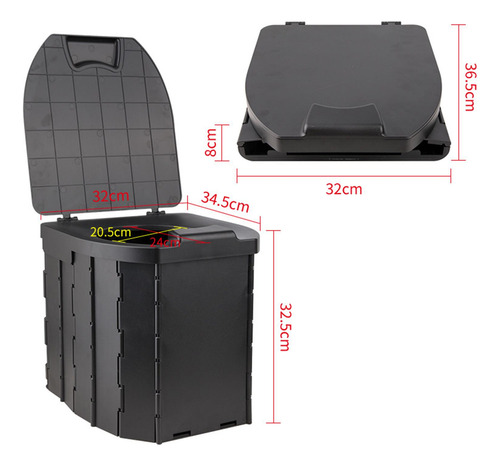 Inodoro Plegable Para Acampar, Inodoro Portátil Con Negro