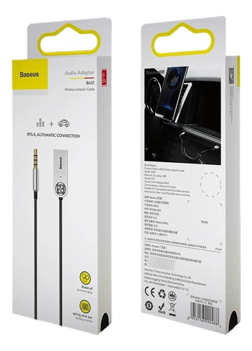 Adaptador Veicular Auxiliar Bluetooth Microfone Baseus Ba01 Cor Prateado