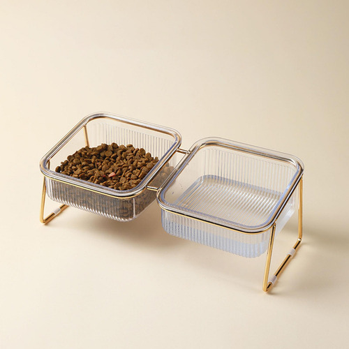 Cuencos Dobles Para Comida Para Gatos, Marco De Hierro Para
