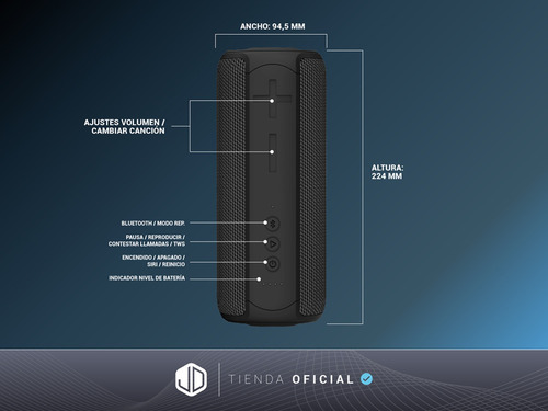 Imagen 6 de 10 de Parlante Inalámbrico Portátil Bluetooth Jd E300 30w Rms Tws