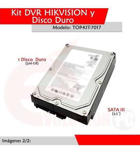 Imagen 6 de 7 de Kit Vigilancia Dvr 1080p Lite Hikvision Y Disco Duro 500gb