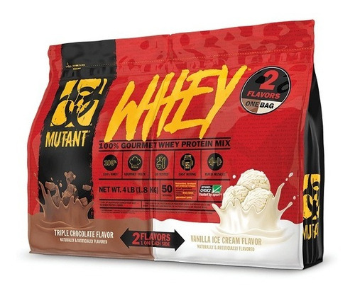 Proteina Mutant Whey Dual 4 Libras 2 Sabores 50 Servicios Sabor Triple Chocolate Y Vainilla Ice Cream