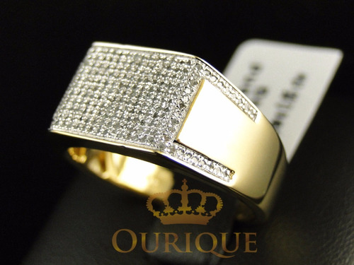 Anel Masculino Em Ouro 18k Com Duzentos Diamantes Rei