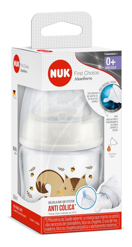Imagem 2 de 2 de Mamadeira New Born 90ml First Choice Unissex Esquilo - Nuk