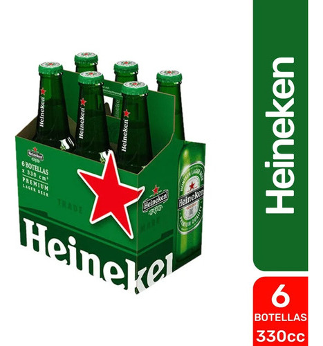 Pack 6 Cerveza Heineken Botella 330cc