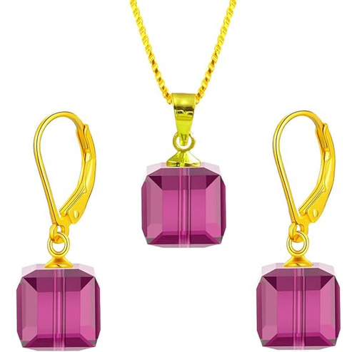 Birthstone   Juego De Joyas De Cristal De Az Car En D  Arete