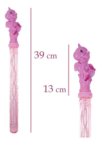 Imagen 3 de 6 de Baston De Burbujas De Jabón Burbujero Unicornio 39cm / 3pzs