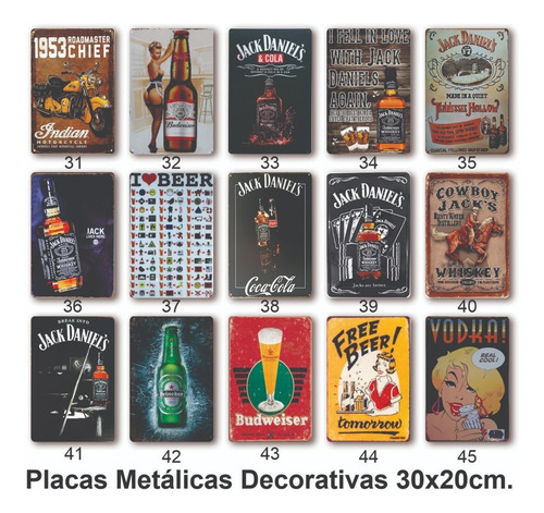 Imagen 4 de 10 de Placas Metalicas Vintage Retro 15x30 Decorativas Kit X 1