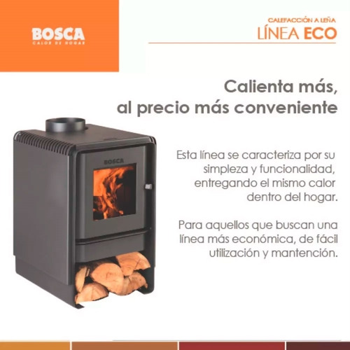 Imagen 4 de 10 de Salamandra Bosca Eco 360 Estufa A Leña 150m2 8.100 Kcal/h