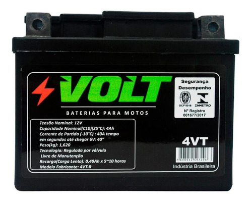 Imagem 1 de 3 de Bateria Moto Biz 100 Volt 4vt Selada 4ah 12 Volts 