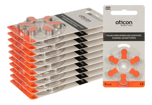 Kit 60 Baterias Pilha Aparelho Auditivo A13 Pr48 Oticon