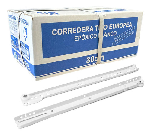 Corredera Blanca 30cm Pintura Epoxica Para Cajon 25 Juegos