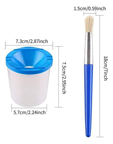 Diyasy 4 Pcs Kids No Spill Paint Cups Y 4 Pinceles Redondos