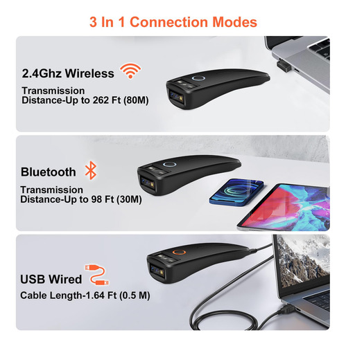 Mini Escáner De Códigos De Barras Bluetooth 2d/1d Con Pantal