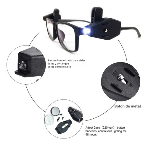 Linterna Con Clip Para Anteojos Lampara De Noche Universal