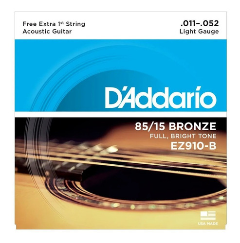 Cordas D'addario Ez910 Violão Aço 011 Bronze 85/15