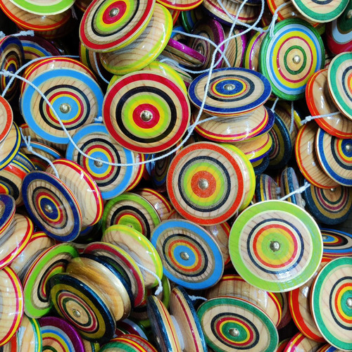 5 Yoyos Artesanales De Madera Juguete Tipico Fiesta Mexicana