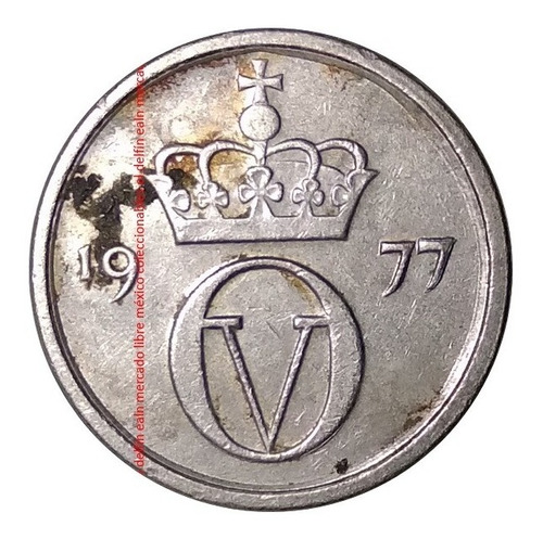 Moneda 10 Ore 1977 Noruega Periodo Rey Olaf V Ceca Kongsberg