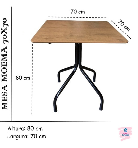 Mesa Moema Comercial 70x70 Marrom Cor Marrom/preto