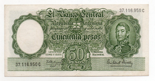 Billete Argentina 50 Pesos Moneda Nacional Bottero 2014 Ex