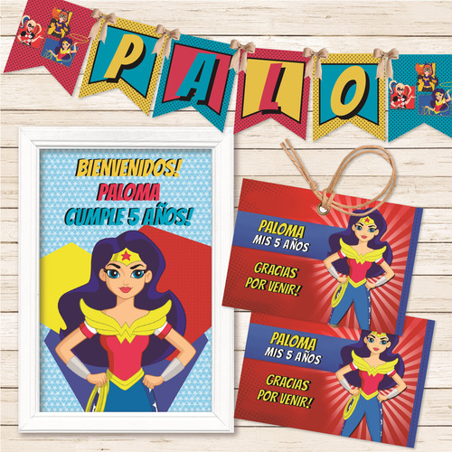 Kit Imprimible Super Héroes Mujer Maravilla Cumpleaños Deco