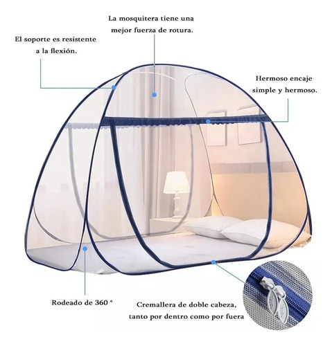 Banna Mosquitero Para Cama No Necesita Colgarse,200 * 150 * 150 Cm,transpirable Con Cremallera Net Mosquitera Portátil Plegable Cama Cortinas Para Camas Mosquitero Portátil, Para Hogar Y Exteriores
