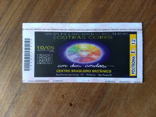 Ingresso Convite Cor Das Cordas Centro Britânico 2019 Raro