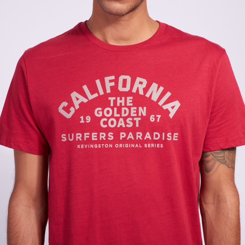 Remera Hombre Kevingston Florida Estampada Rojo Gastado