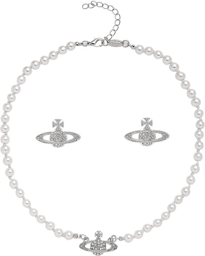 Jeejpv 2 Collares De Saturno, Collar De Perlas Para Mujer, C