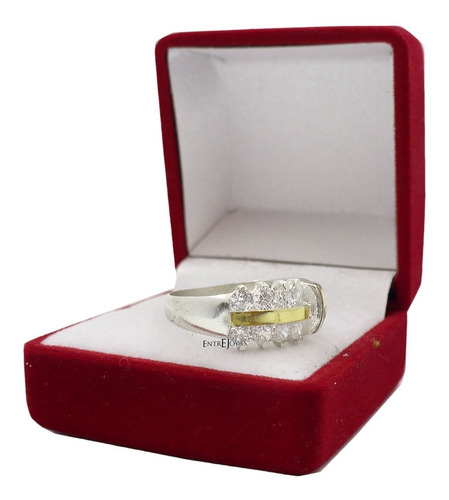 Anillo Plata Oro Mujer Ancho Importante Gruesa Piedras
