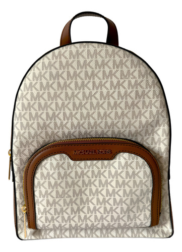 Bolsa Bolso Mk Michael Kors Mochila Backpack Set Mediana Beige Monograma
