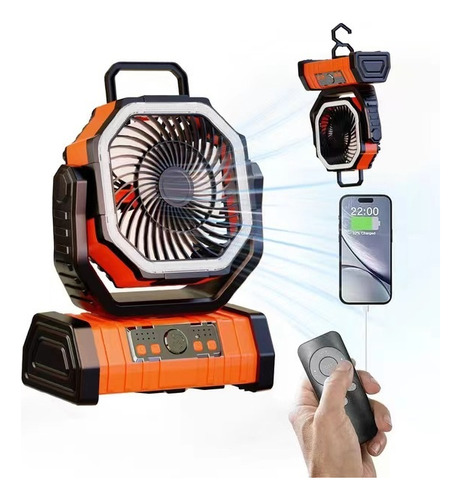 Ventilador Portátil Para Camping 20000mah Com Luzes Led