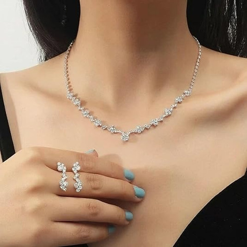 Yevo Conjunto De Joya Collar Aretes Pulsera Para Boda Novia