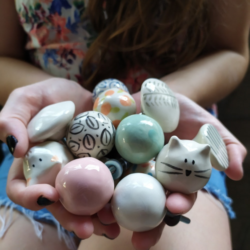 Tiradores De Ceramica Picuru, Perilla-infantil-niño Lechuza