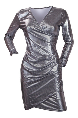 Vestido Corto De Fiesta Metalizado Para Mujer