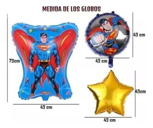 Set 5 Globos Superman Decoración Para Fiesta Rojo Superman