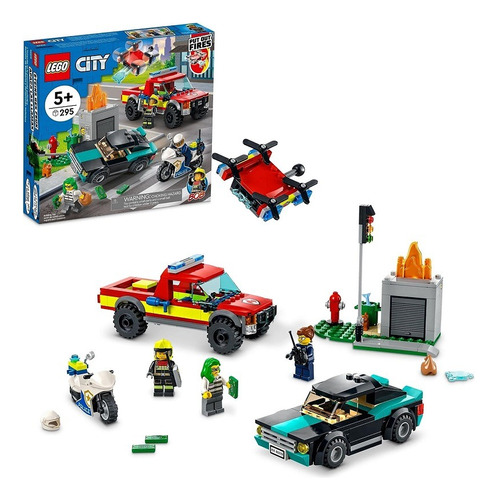 Lego 60319 City De Bomberos Y Policia 295 Pzs