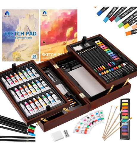 Vigorfun Deluxe Art Set En Estuche De Madera, Con Pasteles S