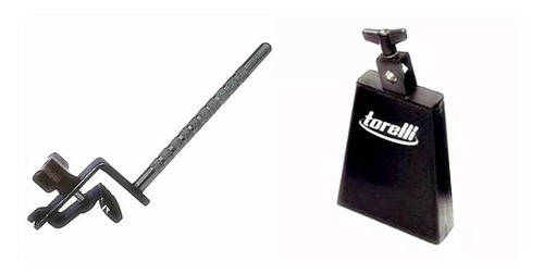 Imagem 7 de 10 de Cowbell 6 Polegadas + Clamp Para Fixar No Bumbo Torelli