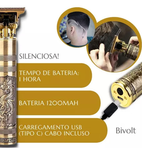 Máquina De Cortar Cabelo Barba Acamento Resistente A Agua