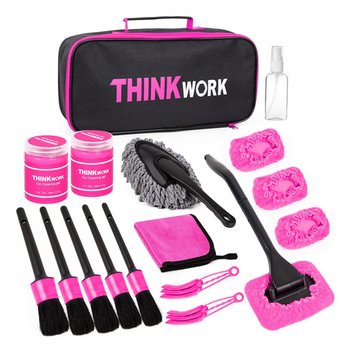 Thinkwork Kit Interior De Plumero Rosa Para Automvil, Kit Pe