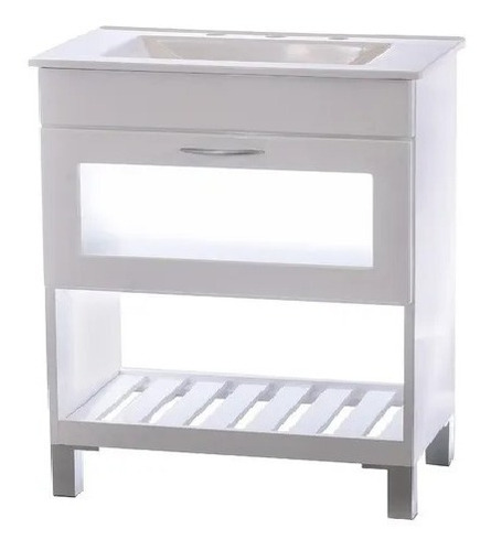 Vanitory  Blanco 80 Cm + Bacha Mesada Con Patas  P/baño