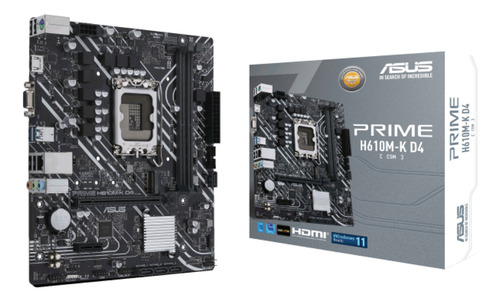 Motherboard Asus Prime H610m-k D4 Csm Ddr4 Intel 1700 12va Color Negro