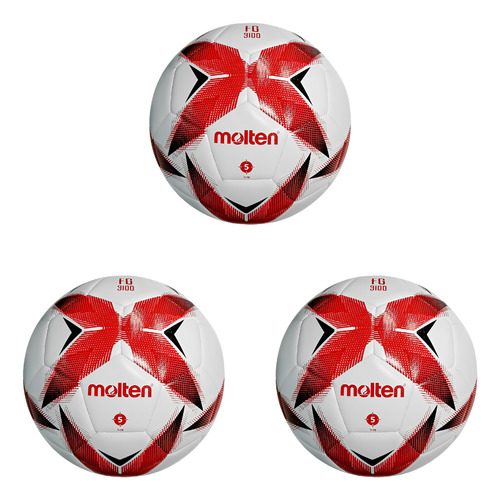 Paquete 3 Balones Futbol Molten Forza Fr3100 No.5 Híbrido Color Blanco/rojo/negro